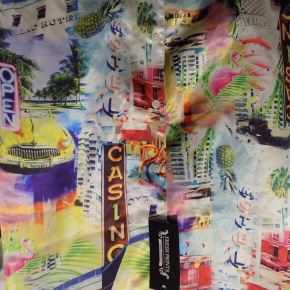 NEW Fresh Prints Retro Italian Designer Style Men Short Sleeve Miami Beach - Picture 3 of 4